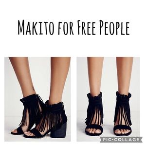 Free People Black Matiko Brentwood Fringe Heel EU 38